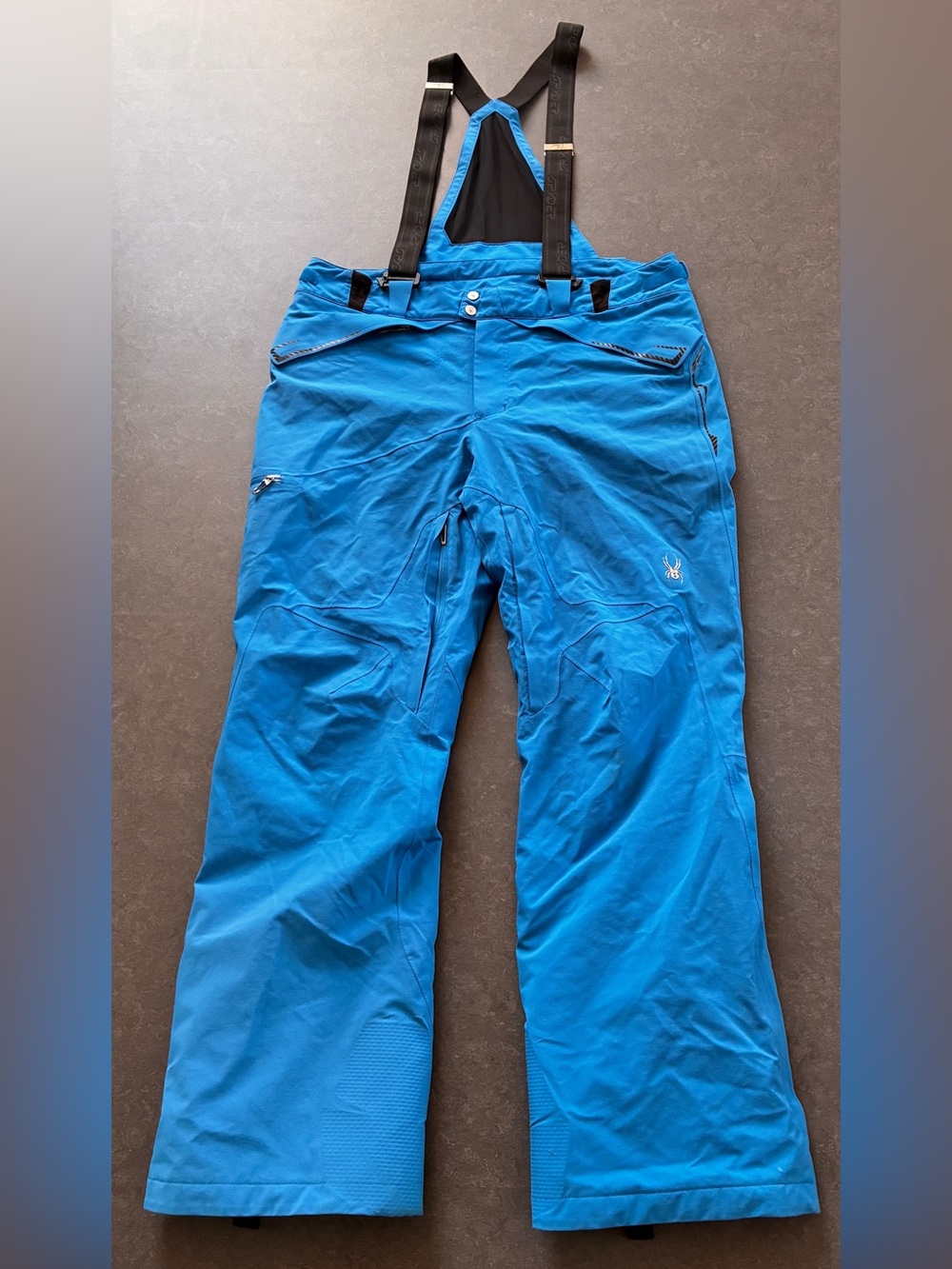 Spyder Men's Bright Blue Ski Pants with Black Suspenders